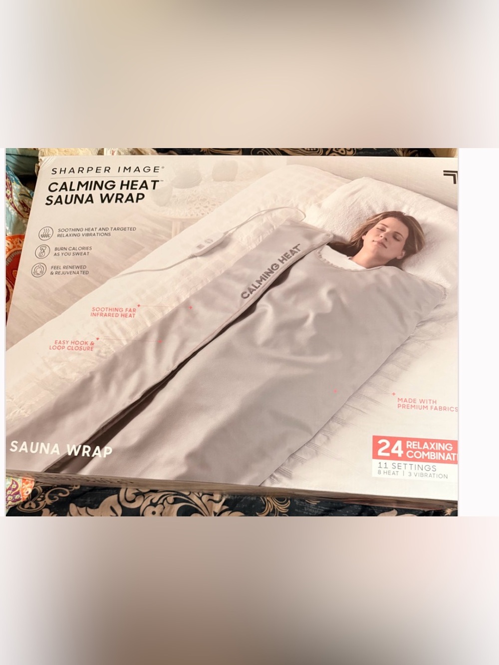 Sharper Image Calming Heat Wrap in Light Gray. Like new.
